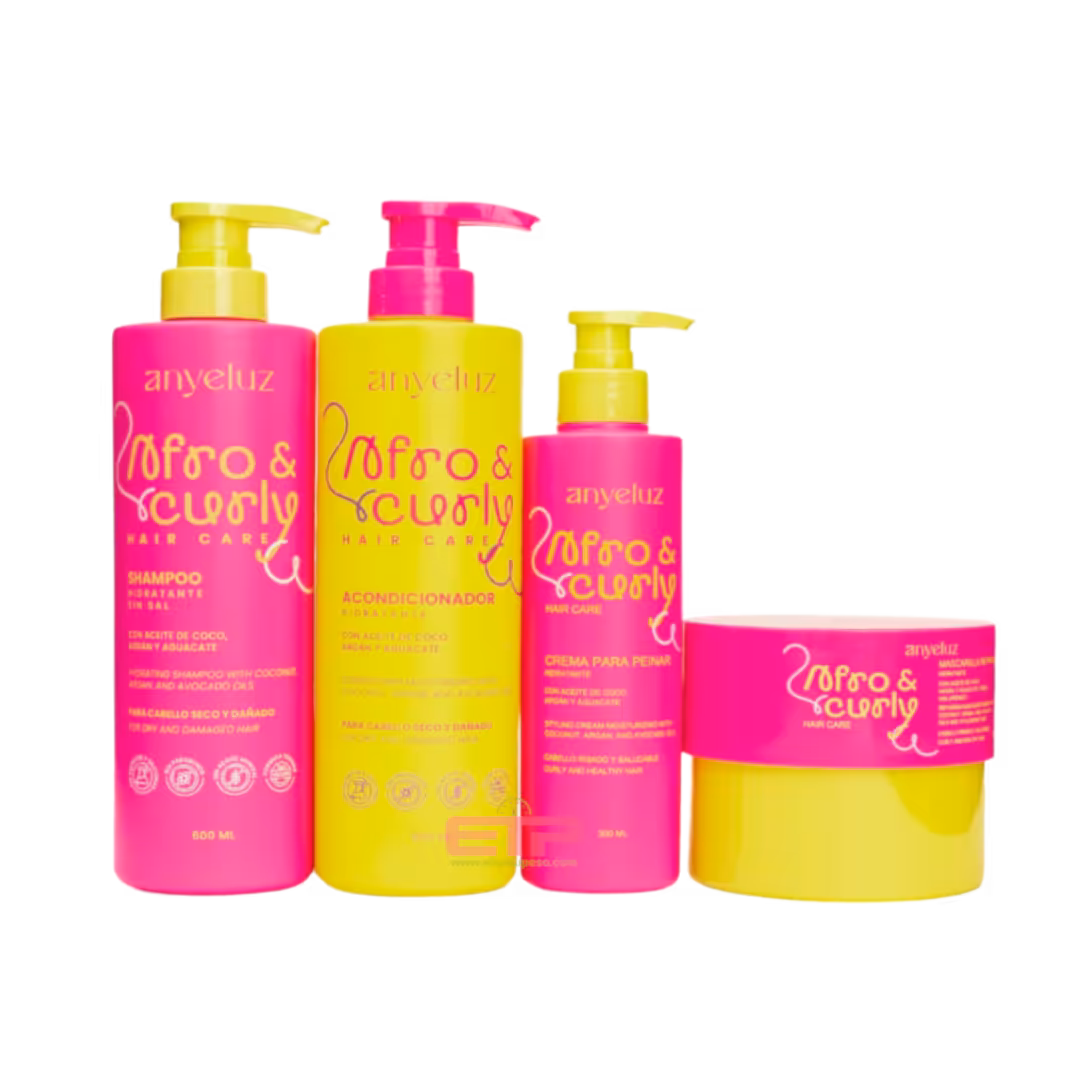 kit afro y curly rizos y crespos anyeluz