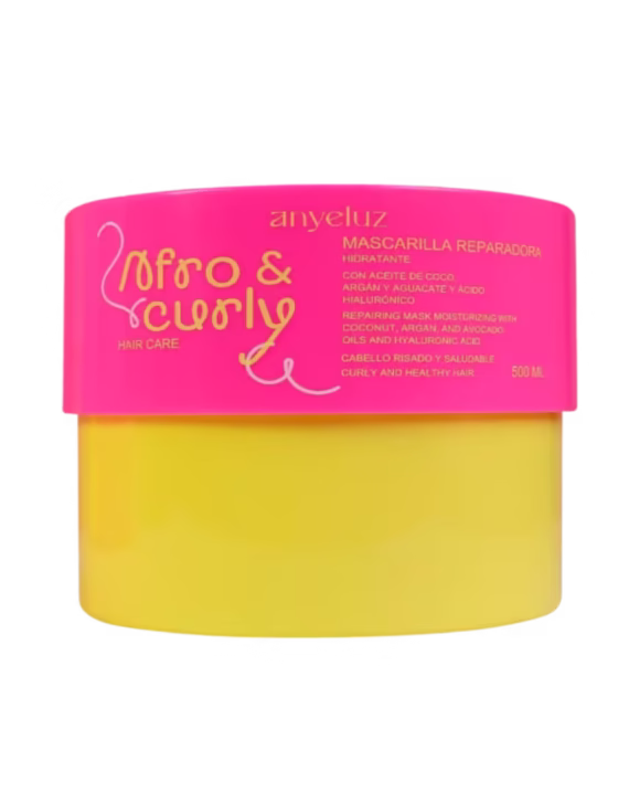 mascarilla afro y curly rizos y crespos anyeluz