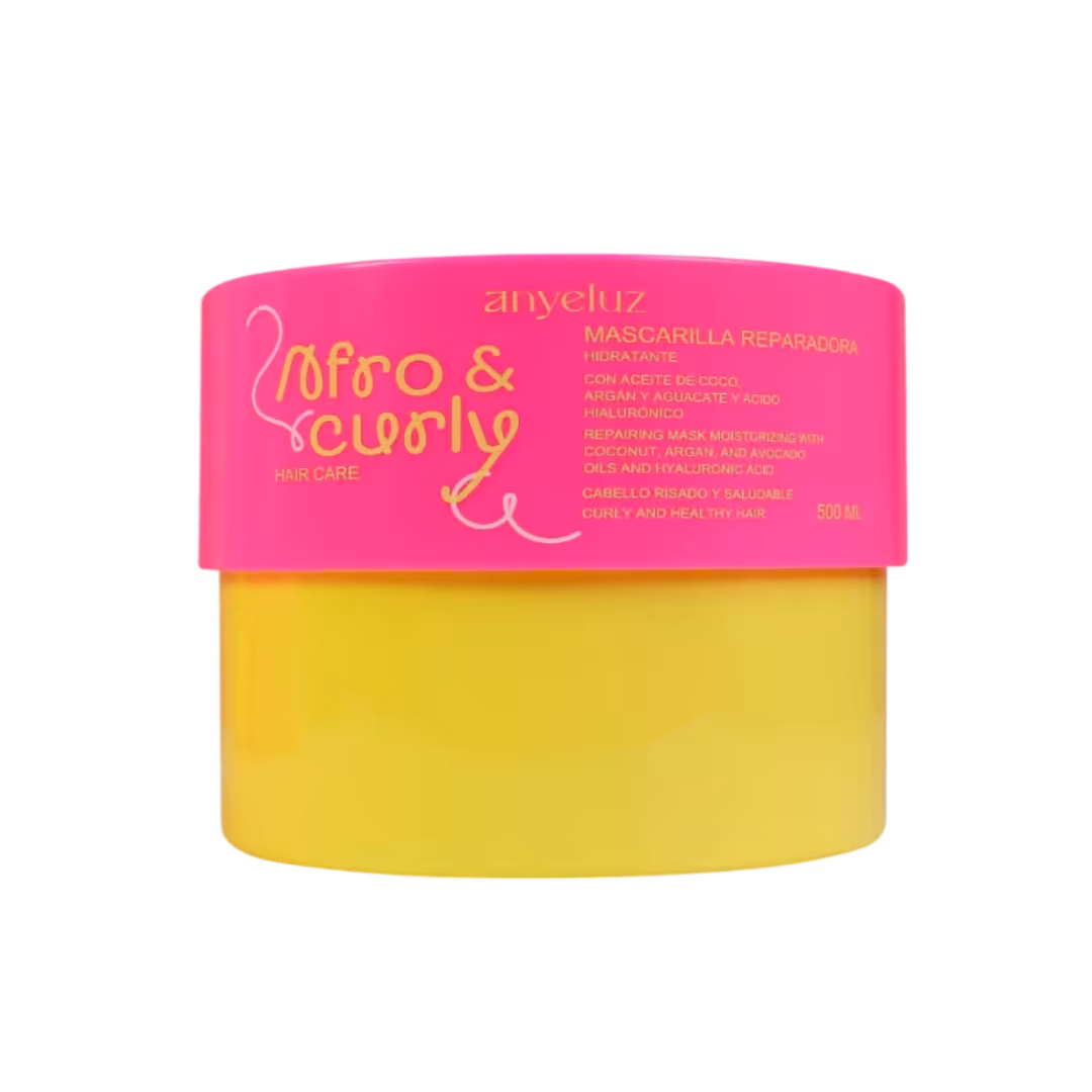 mascarilla afro y curly rizos y crespos anyeluz