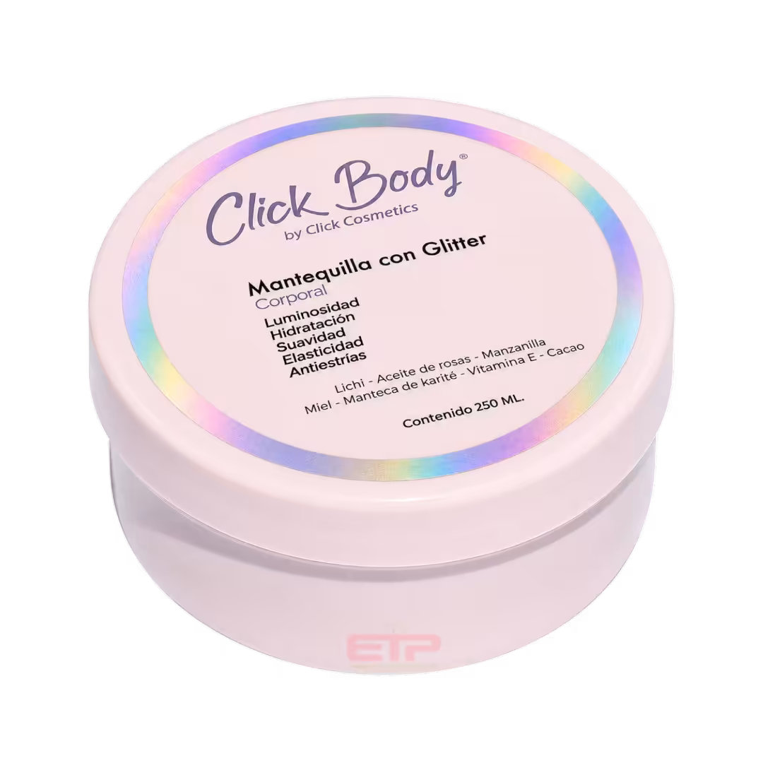 mantequilla corporal con glitter click hair
